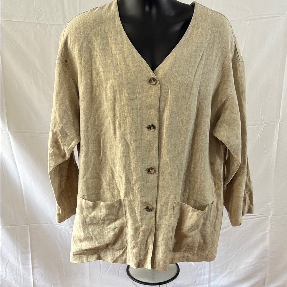 Beige Button-Up Cardigan